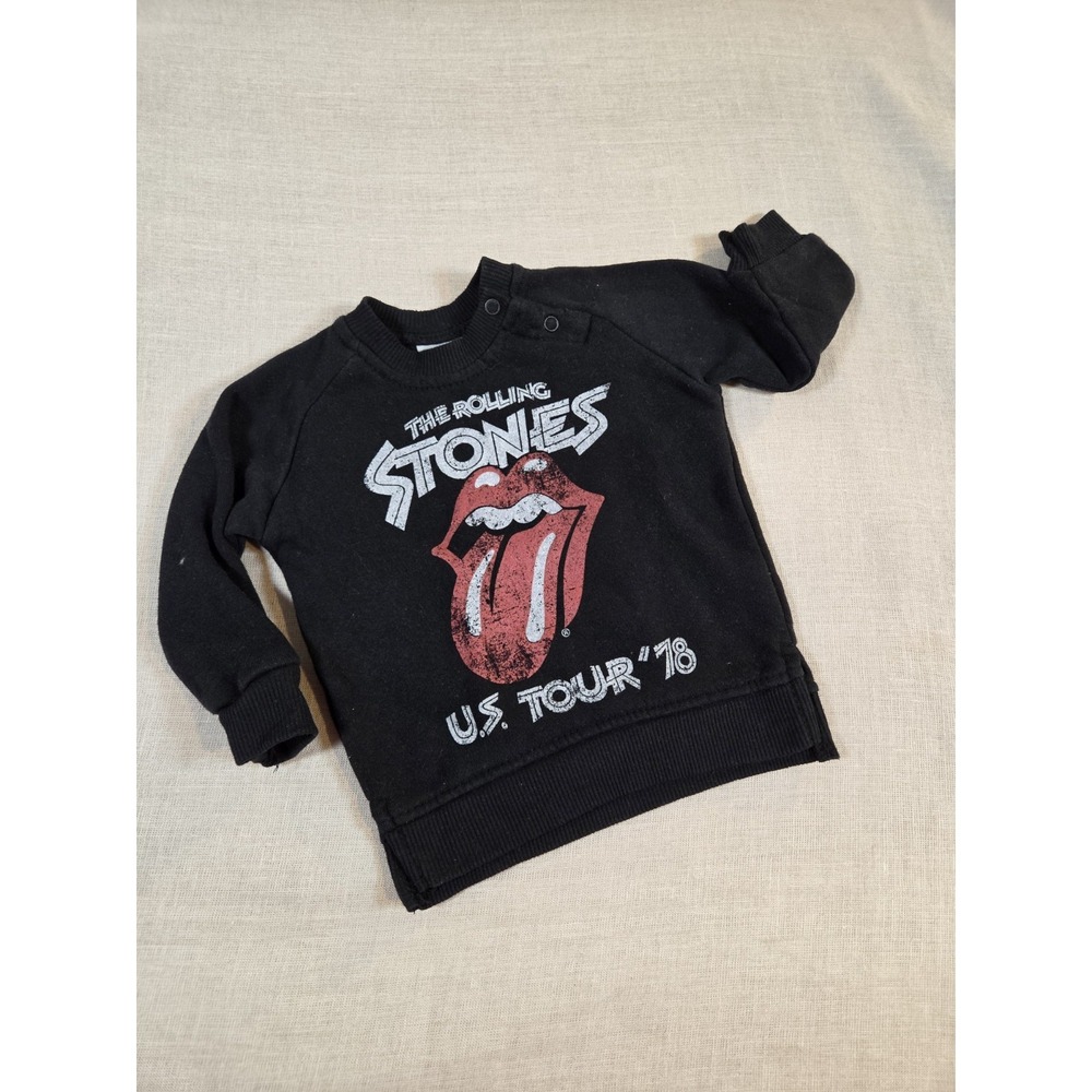 The Rolling Stones Logo Baby Black Long Sleeve Sweatshirt Sz. 6-9 Months